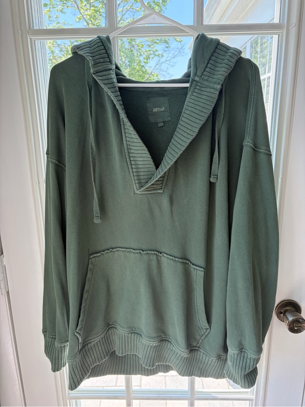 aerie Olive Green Textured Knit Pullover